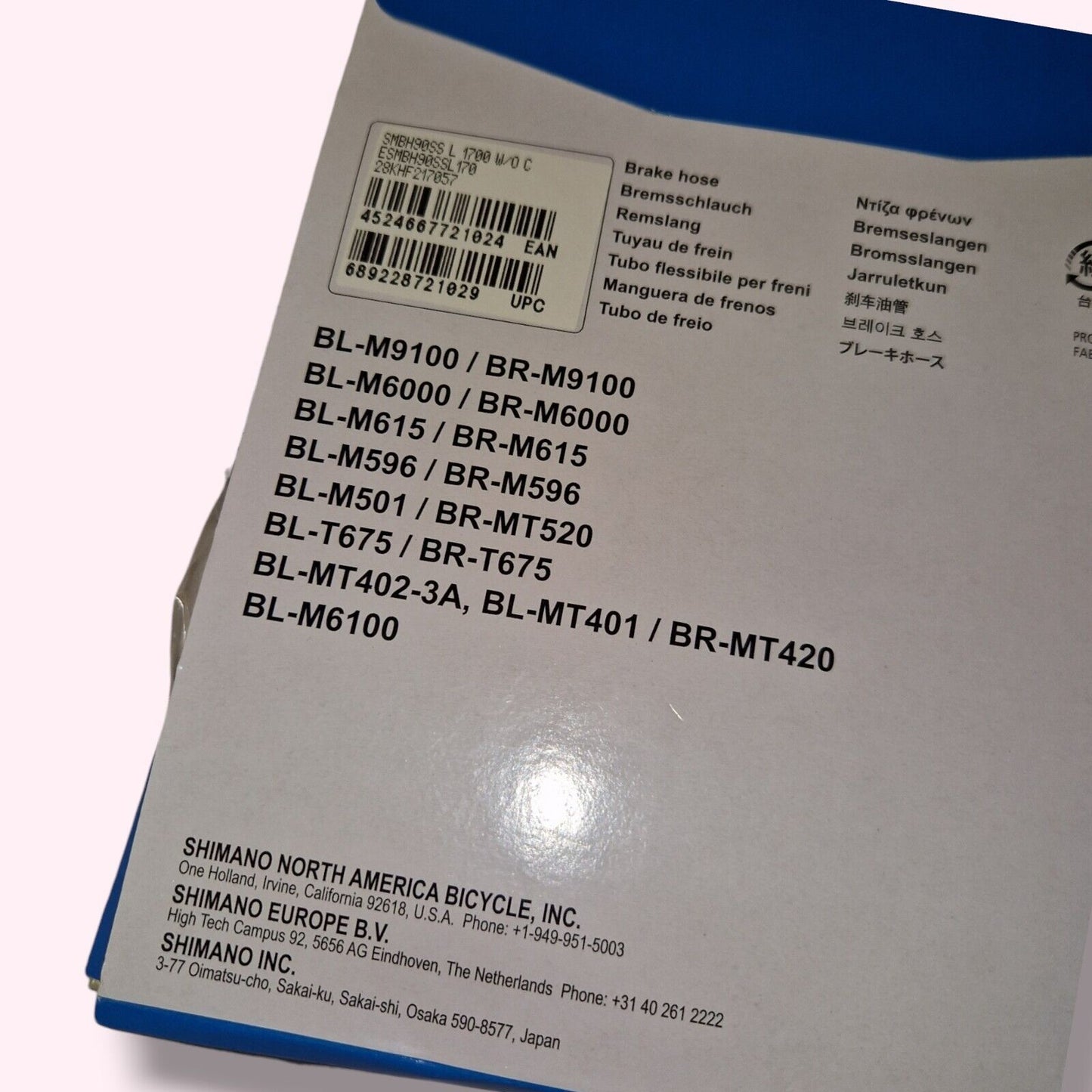 Shimano Disc Brake Hose Hydraulic SM-BH90-SS 1700mm Black - Price Per Kit