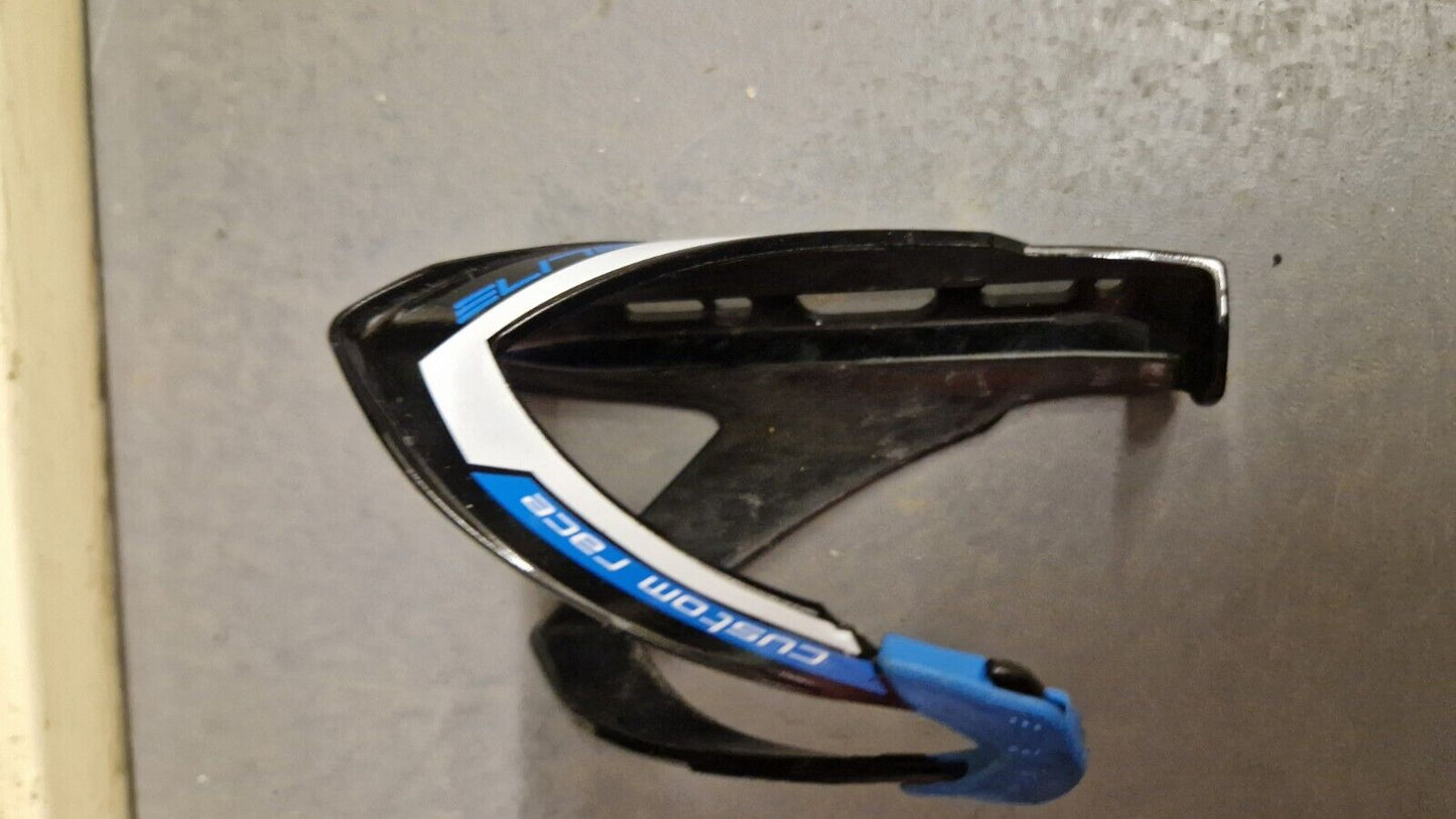 Elite Custom Race Plus Resin Bottle Cage Holder Black / White / Blue