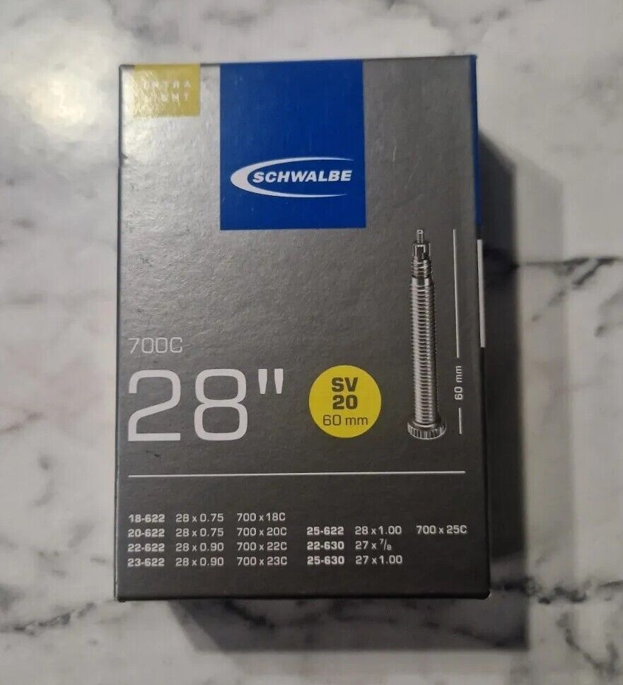Schwalbe SV20 Ultra Light Inner Tube Road Bike 700c 18-25c 60mm Presta Valve NEW