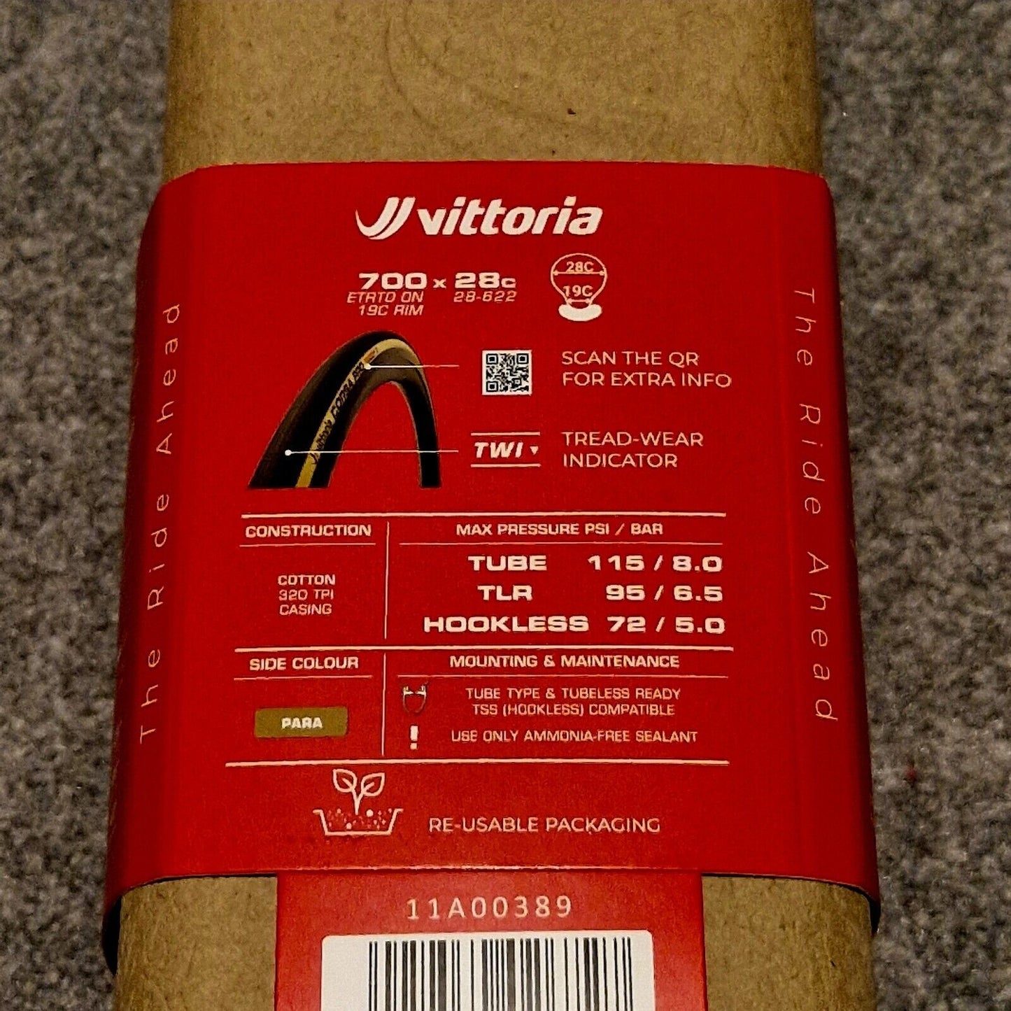 Vittoria Corsa Pro 700x28c Folding Tubeless Hookless Clincher Tan Wall G2.0 Tyre