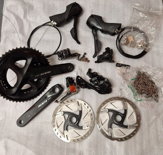Full Shimano 105 R7000 Hydraulic Disc Road Groupset 11 speed With Power Meter