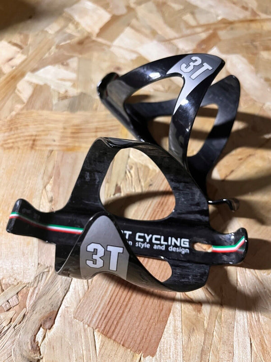 3T Cycling Carbon Fibre tricolore bottle cages pair RRP £79